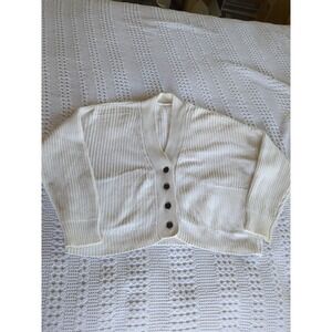 Demylee Chunky Knit Cotton Cardigan Sweater Button Sz Medium Heavy